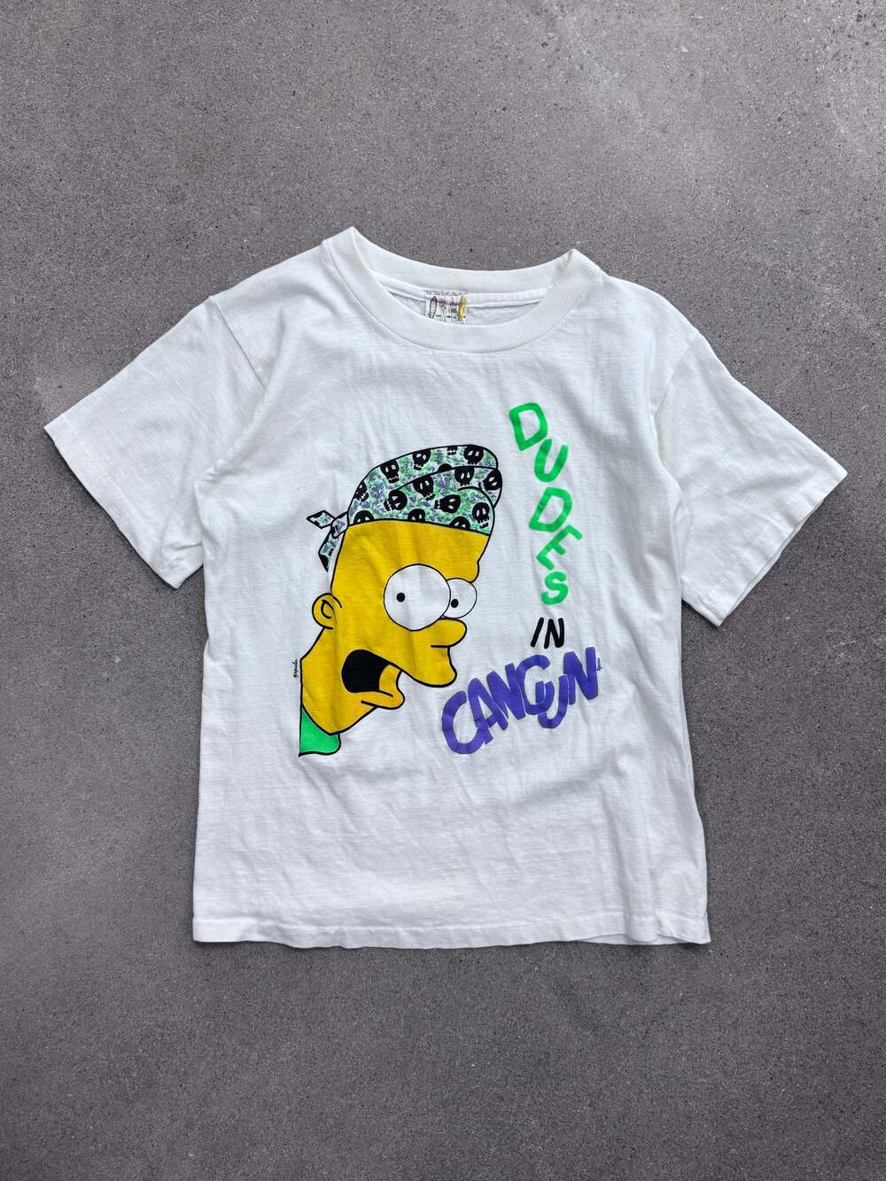 Vintage 90s Bart Simpson Dudes in Cancun Vacation T-Shirt - S